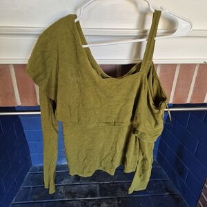 Anthropologie Olive Green Off-Shoulder Women's Top